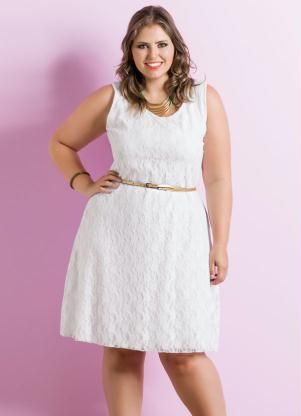 Vestido de Renda Branco Plus Size